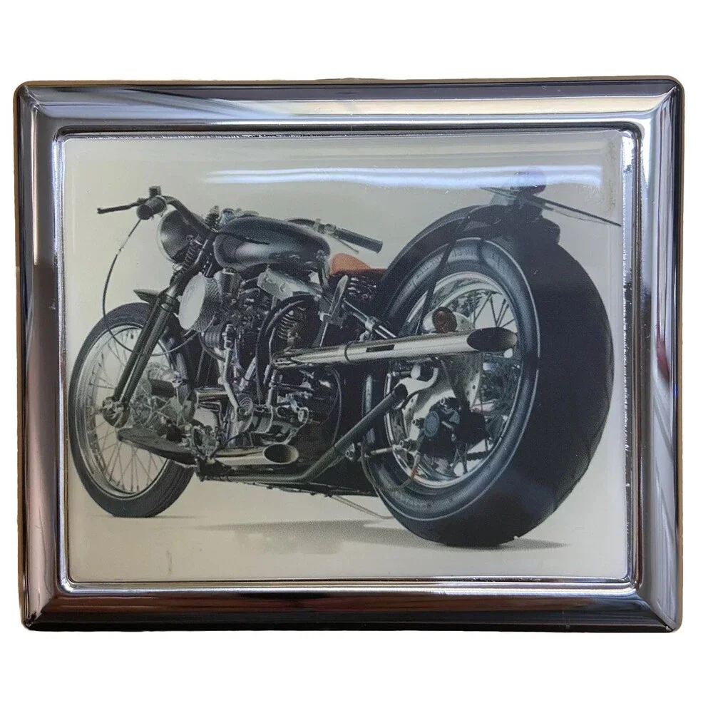 Cigarette Case Motorcycle Colored Cover Latched Metal
